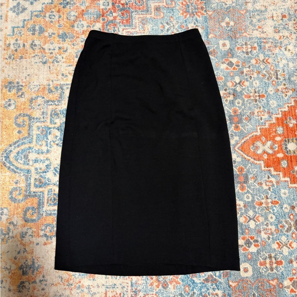 Eileen Fisher black rib knit midi skirt